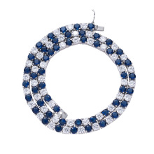 bling bling хип-хоп синее ожерелье, 5 мм 18 &quot;20&quot; медный циркон со льдом кубинские звенья цепи мужчины женщины ожерелье ювелирные изделия